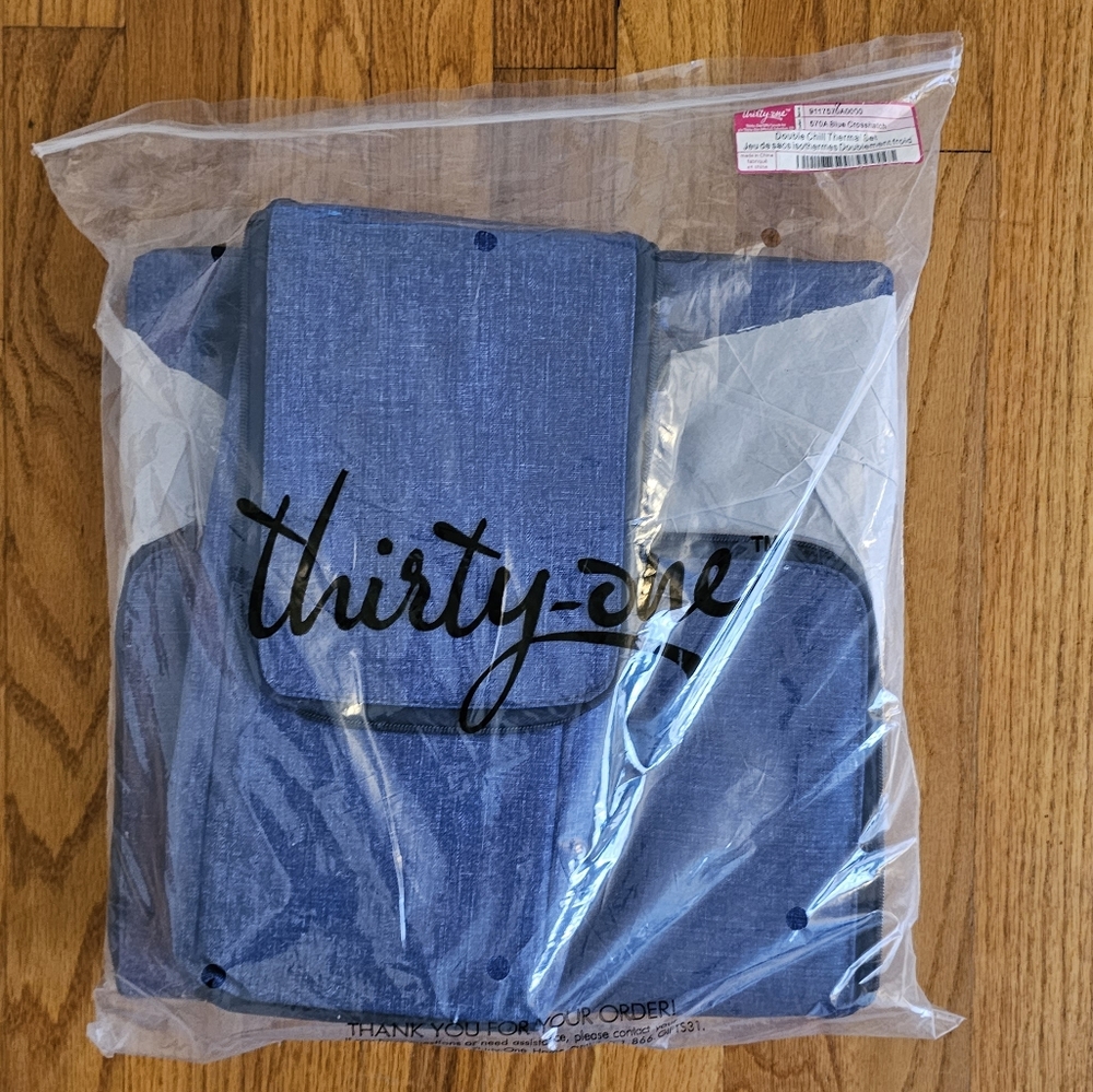 Thirty One Double Chill Thermal Set- blue crosshatch